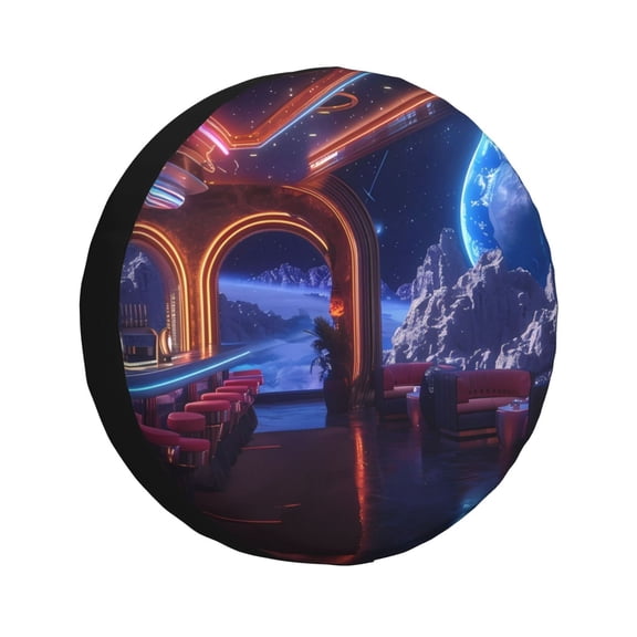 Rateoe Futuristic Bar Space View Pattern Tire Cover Wheel Protectors Weatherproof Wheel Covers Universal Fit for Trailer Rv SUV Truck Camper Travel Trailers Accessories-