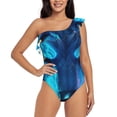 thumbnail image 1 of Rateoe Futuristic Blue Light Wolf Pattern Women One Piece Swimsuits Tummy Control One Shoulder Bathing Suits Ruffle Swimwear-Small, 1 of 6