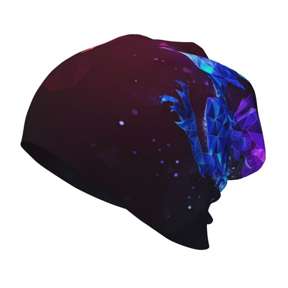 Rateoe Futuristic Red And Blue Bird Kids Beanie Warm Knit Beanie Hats Boys Girls Winter Hat Soft Slouchy Hats for Kids