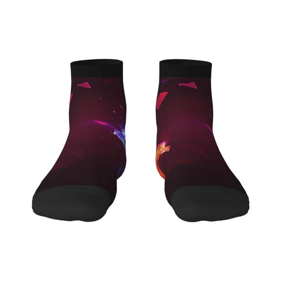 Rateoe Futuristic Red And Blue Bird Pattern Quarter Crew Socks,Toe Seamed Ankle Socks,Cotton Cushioned Breathable Athletic Crew Sports Socks