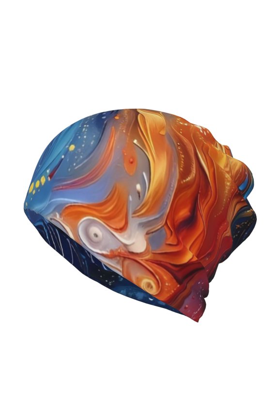 Galactic Dog Swirls Art Cotton Slouchy Beanie Hat for Men/Women,Lightweight Oversize Large Thin Skull Cap Night Sleeping Cap