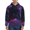 thumbnail image 1 of Rateoe Galactic Wolf Stare Pattern Mens Hoodie, Pullover Hooded Sweatshirt, Kangaroo Pocket Hoodie Ideal for Daily Wear, Travel and Home-Small, 1 of 7