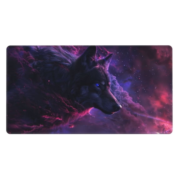 Rateoe Galactic Wolf Stare Print Mouse Pad - Extended Large Gaming Mousepad,Non-Slip Stitched Edge,16x29.5 Inch