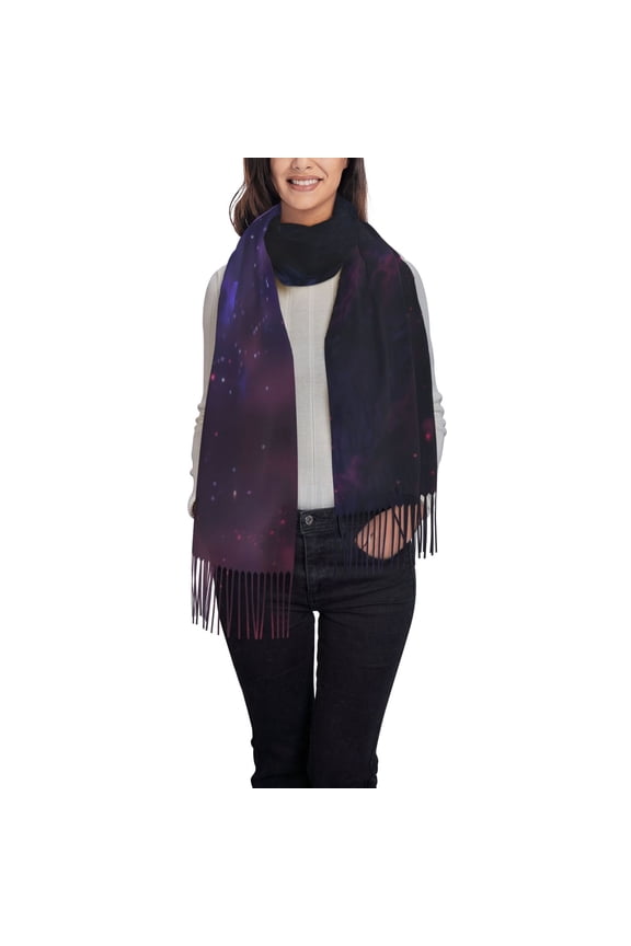 Galactic Wolf Stare Women's Traditional Scarf Wrap Tassel Shawl Fringes Neck Head Shawl Retro Scarf