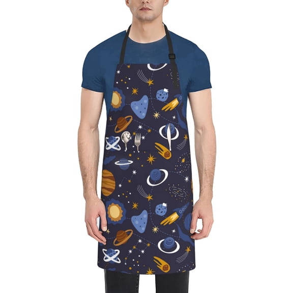 Rateoe Galaxy Aprons with Pocket,Men Womens Aprons Waterproof Adjustable Cooking Aprons for Kitchen Gardening and Salon