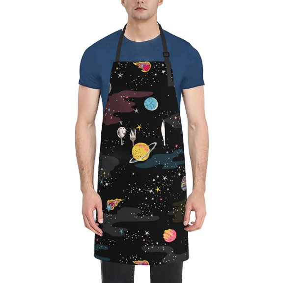 Rateoe Galaxy Aprons with Pocket,Men Womens Aprons Waterproof Adjustable Cooking Aprons for Kitchen Gardening and Salon