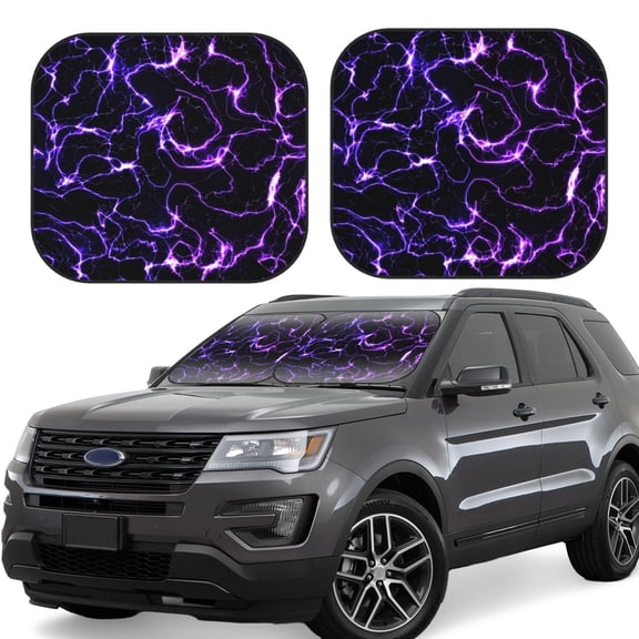 Rateoe Galaxy Lightning Pattern 2 Piece Car Windshield Sun Shade Foldable | Front Windshield Shade for Sun, Heat and UV Rays | Sunshade for Car Front Window-Medium