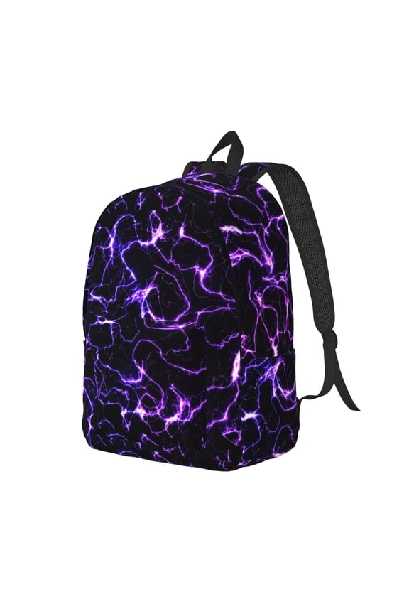 Galaxy Lightning Pattern Durable Canvas Backpack for Men & Women – Stylish & Lightweight – Adjustable Straps, Multiple Pockets – Fits 15-17 Inch LaptopsSmall