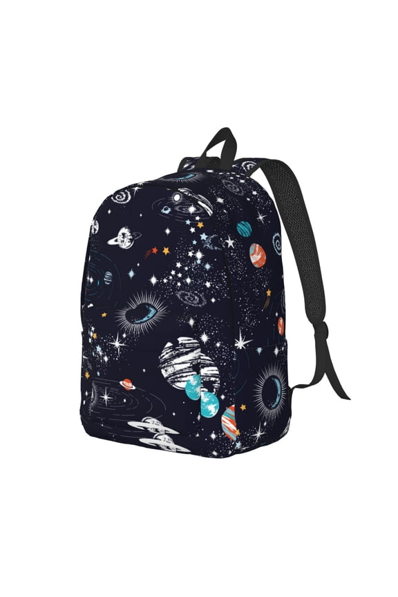 Galaxy2 Pattern Durable Canvas Backpack for Men & Women – Stylish & Lightweight – Adjustable Straps, Multiple Pockets – Fits 15-17 Inch LaptopsMedium