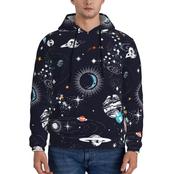 Rateoe Galaxy2 Pattern Mens Hoodie, Pullover Hooded Sweatshirt, Kangaroo Pocket Hoodie Ideal for Daily Wear, Travel and Home-3X-Large
