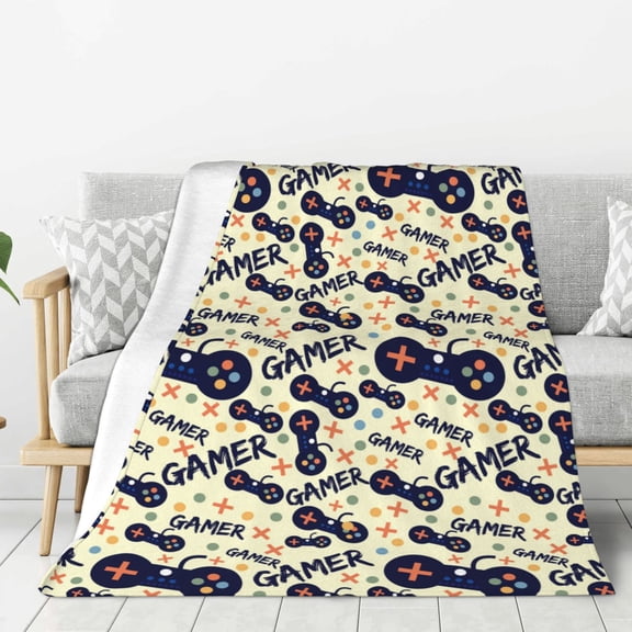 Rateoe Game Controller Pattern Flannel Throw Blanket, Ultra-soft Blanket for Bed, Couch, Car, Hypoallergenic Anti-pilling blanket-80"x60"(Vertical)