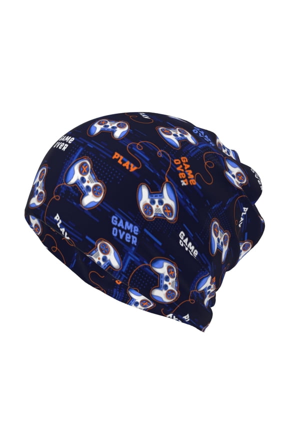 Game Pads Cotton Slouchy Beanie Hat for Men/Women,Lightweight Oversize Large Thin Skull Cap Night Sleeping Cap