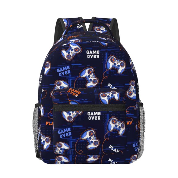 Rateoe Game Pads Pattern Durable Student Backpack Laptop Bag- Ergonomic Design, Waterproof Twill Fabric - Ideal for School, Travel, and Outdoor Activities