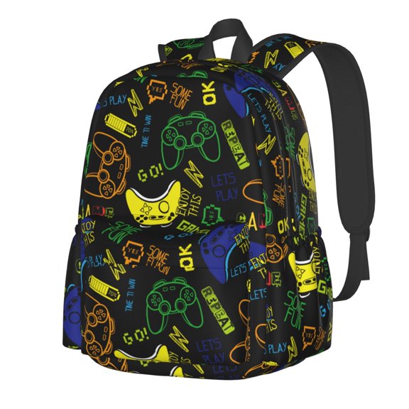 Rateoe Game Play Pattern Student Backpack,Backpack for School,Lightweight Bag,Travel Backpack,Outdoor Backpack,Large Capacity Backpack