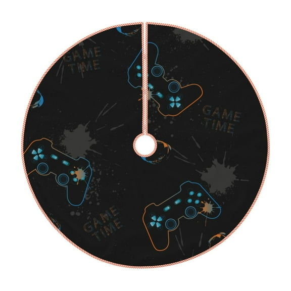 Rateoe Game Time Pattern Christmas Tree Skirt with Ties , Christmas Tree Decorations, Farmhouse Christmas Decor Xmas Holiday Decorations-