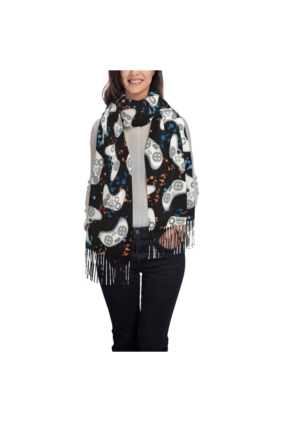 Game Women's Traditional Scarf Wrap Tassel Shawl Fringes Neck Head Shawl Retro Scarf