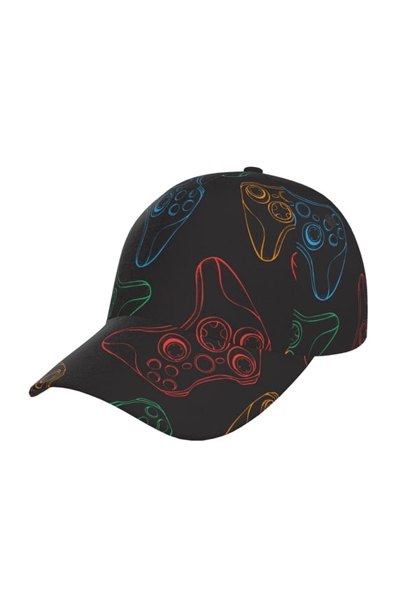 Gamepad Joystick Game Pattern Baseball Cap Outdoor Cap Mountain Dad Hat - Unstructured Soft Cotton Cap-Adjustable UV Protection Cap