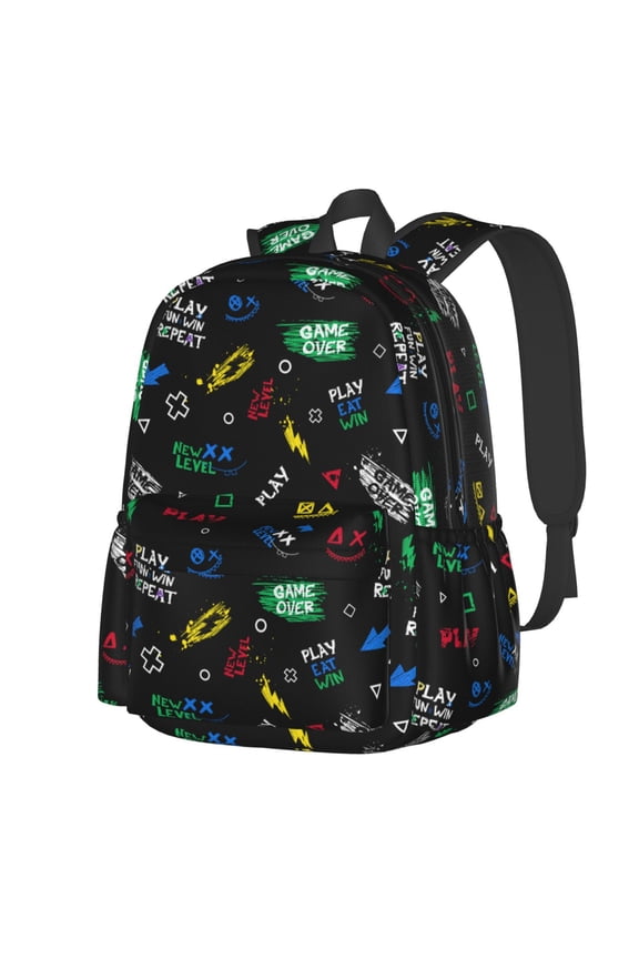 Gamepads Pattern Student Backpack,Backpack for School,Lightweight Bag,Travel Backpack,Outdoor Backpack,Large Capacity Backpack
