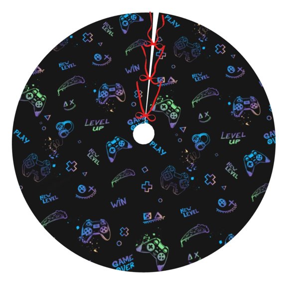 Rateoe Gamepads Print Christmas Tree Skirt 48" for Xmas Holiday New Year Party Circle Tree Mat Ornaments Decoration