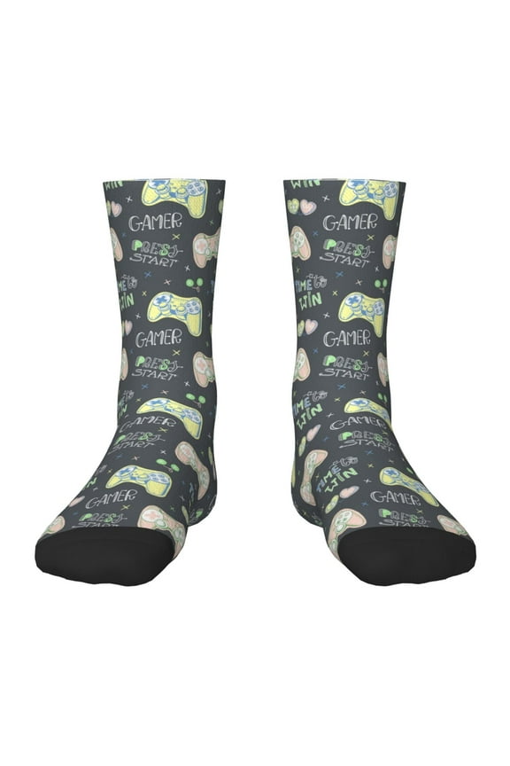Gamers Pattern Children's Socks, Socks Gifts ,kids Crew Soft Cotton Socks , Moisture-Wicking, Durable, Ideal for Daily Wear & Sports