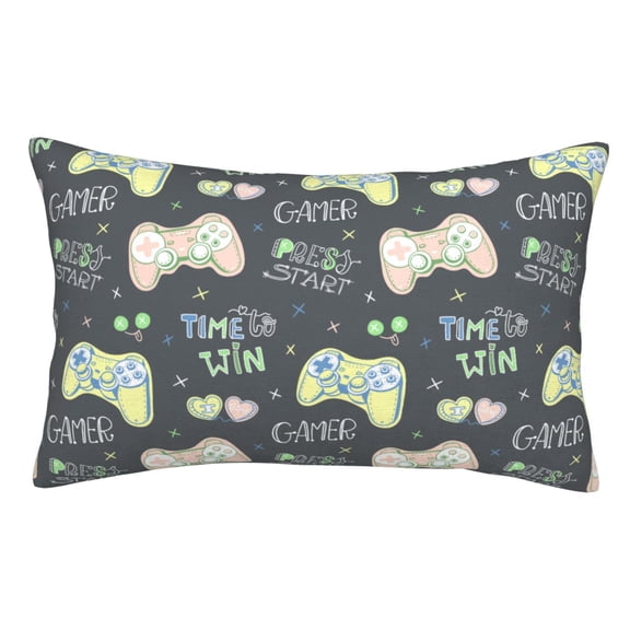 Rateoe Gamers Pattern Decorative Pillow Case,Throw Pillow Covers,Plush Pillow Cover,Soft Pillow Case,Velvet Pillow Case-16"x24"