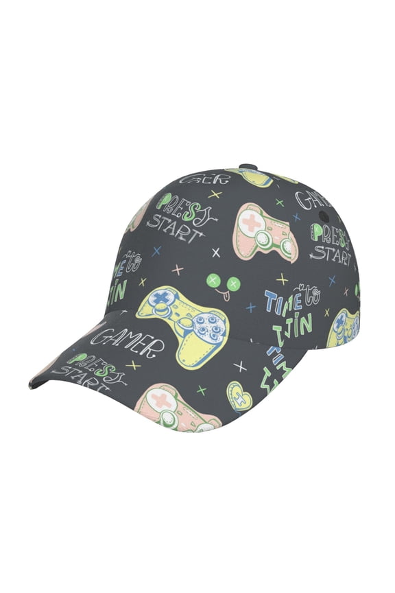Gamers Pattern Mens Baseball Cap Adjustable Curved Brim Hat, Soft Cotton Sports Cap for Outdoor, Casual, and Everyday Wear, Comfortable & Breathable