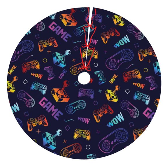 Rateoe Games Print Christmas Tree Skirt 30" for Xmas Holiday New Year Party Circle Tree Mat Ornaments Decoration