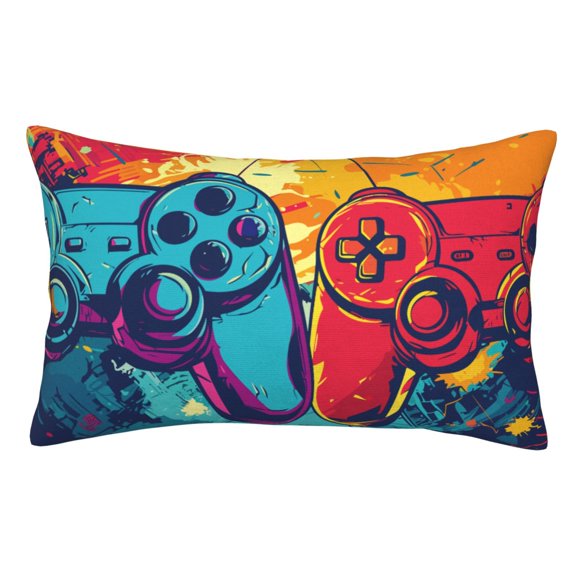 Rateoe Gaming Pattern Decorative Pillow Case,Throw Pillow Covers,Plush Pillow Cover,Soft Pillow Case,Velvet Pillow Case-14"x20"