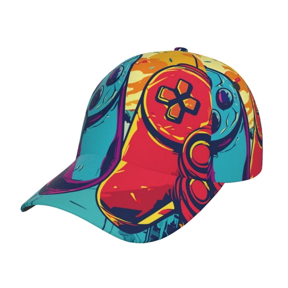 Rateoe Gaming Pattern Men’s Baseball Cap – Adjustable Curved Brim Hat, Soft Cotton Sports Cap for Outdoor, Casual, and Everyday Wear, Comfortable & Breathable