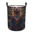 thumbnail image 1 of Rateoe Garden Meditating Weasel Pattern Round Laundry Hamper Basket, Tall Hamper Basket for Blanket Storage, Nursery Clothes Hamper for Laundry in Bedroom and College Dorm-Medium, 1 of 6