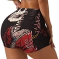 thumbnail image 1 of Rateoe Geisha Skeleton With Flowers Printed Power Workout Shorts for Women Tummy Control Squat Proof Ribbed Thick Seamless Scrunch Active Short-X-Large, 1 of 8