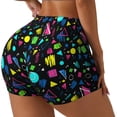 thumbnail image 1 of Rateoe Geometric 1980s Styled Printed Power Workout Shorts for Women Tummy Control Squat Proof Ribbed Thick Seamless Scrunch Active Short-Medium, 1 of 8