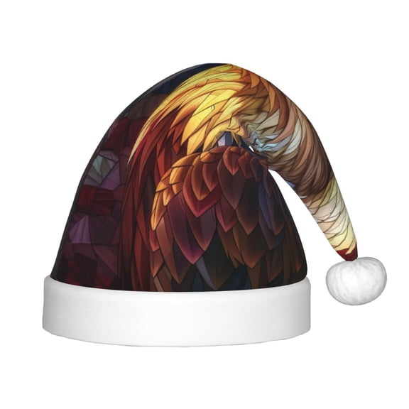 Rateoe Geometric American Bald Eagle Santa Hat Confortable Christmas Hat for Christmas Party Favors Fit for Kids