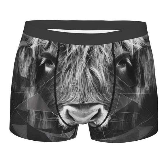 Rateoe Geometric Bull Design Mens Boxer Briefs Poly Spandex Performance Boxer Briefs Underwear Hem Boxer Briefs - Small