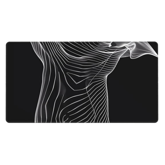 Rateoe Geometric Lines Dog Art Print Mouse Pad - Extended Large Gaming Mousepad,Non-Slip Stitched Edge,16x29.5 Inch