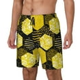 thumbnail image 1 of Rateoe Geometric Pattern with Bee Pattern Men’s Swim Shorts with Compression Liner – Double-Layered Quick-Dry Swimwear, Comfortable & Stretchy Beach Shorts-X-Large, 1 of 6