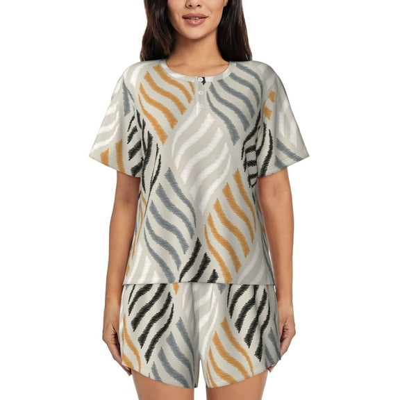 Rateoe Geometric Pattern Women's Short-Sleeved Pajama Set - 2 Piece Soft and Lightweight Sleepwear Set-3X-Large