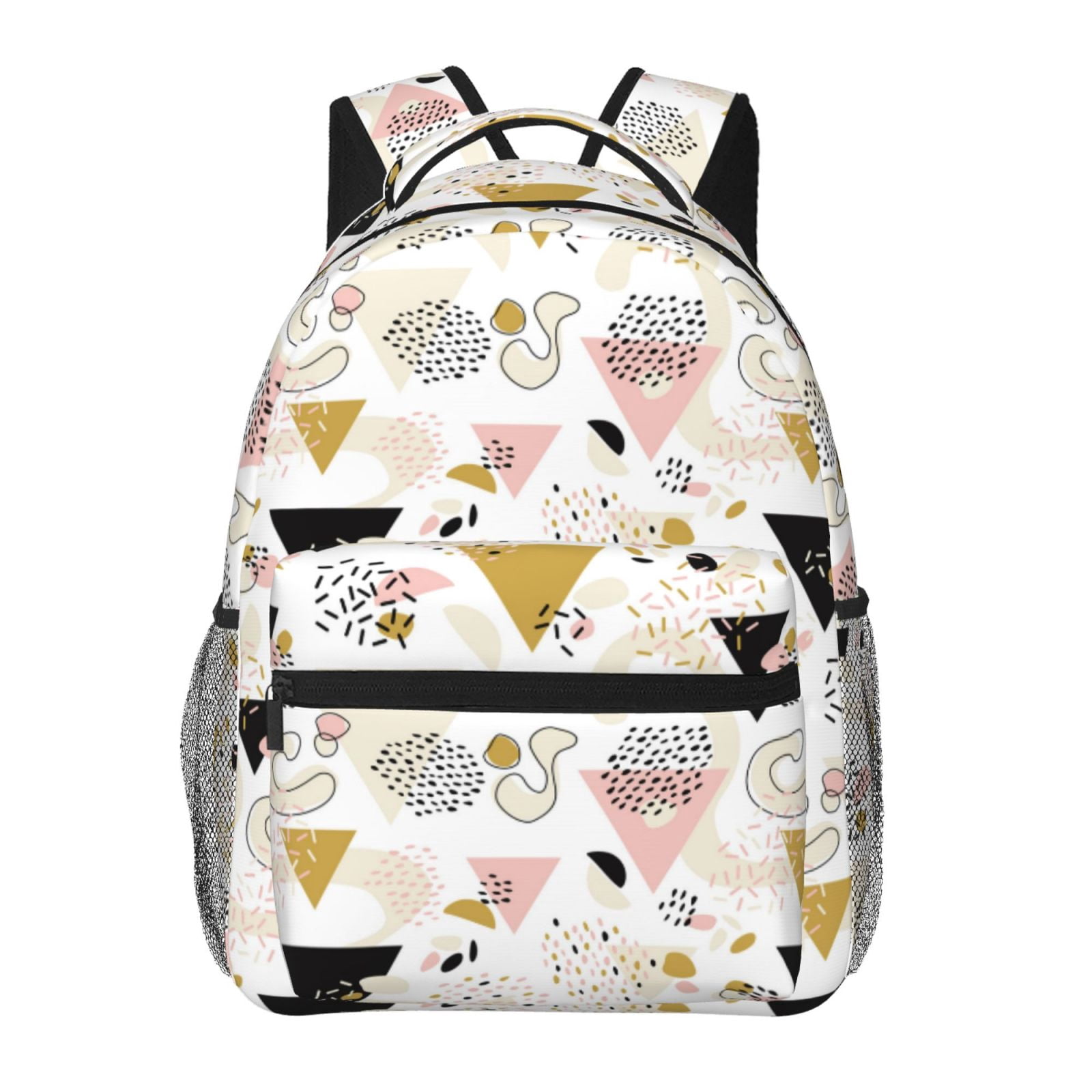 Geometric Patterned Backpack with Adjustable Straps Vintage Fashion Geometric and Abstract Pattern School  main image 3