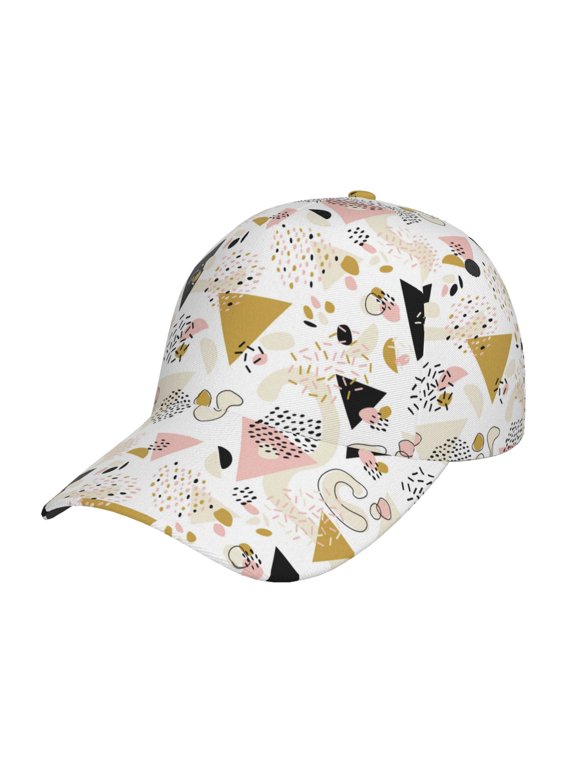 Geometric Triangle Pattern Mens Baseball Cap Adjustable Curved Brim Hat, Soft Cotton Sports Cap for Outdoor, Casual, and Everyday Wear, Comfortable & Breathable