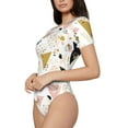 thumbnail image 1 of Rateoe Geometric Triangle Printed Women Rash Guard Short Sleeve,Tummy control Swimsuit Surfing Swimsuit Bathing Suit Short-sleeved Onesie UPF 50+, 1 of 6