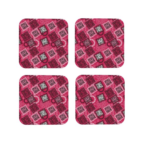 Rateoe Geometry Drawing Drink Coasters Set of 4 Leather Coasters Spill Protection for Table Desk,Durable and Non Slip Leather Coaster ,4 Inches Drink Mats-Square