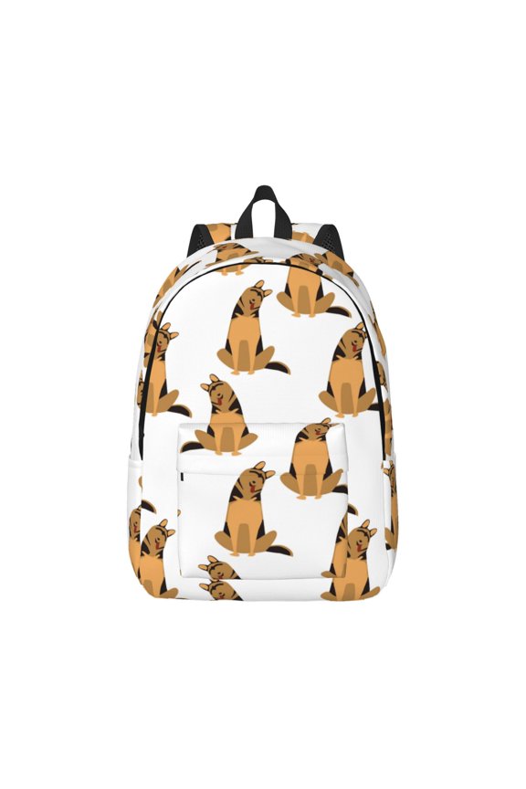 German Shepherd Dog Pattern Canvas College Laptop Backpack,Travel Daypack,Durable Rucksack Travel Notebook Bag School Backpack Book Bag for Men Women-Medium