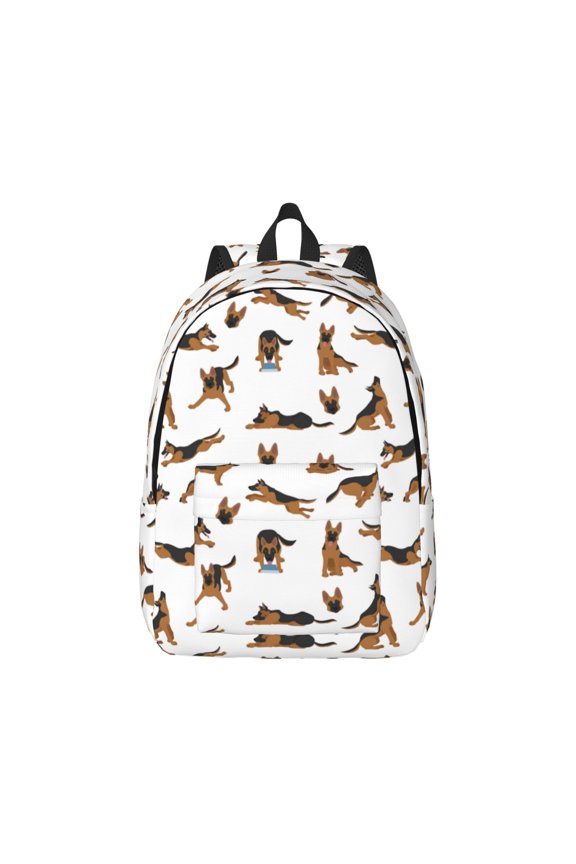 German Shepherd Dog Pattern Canvas College Laptop Backpack,Travel Daypack,Durable Rucksack Travel Notebook Bag School Backpack Book Bag for Men Women-Medium