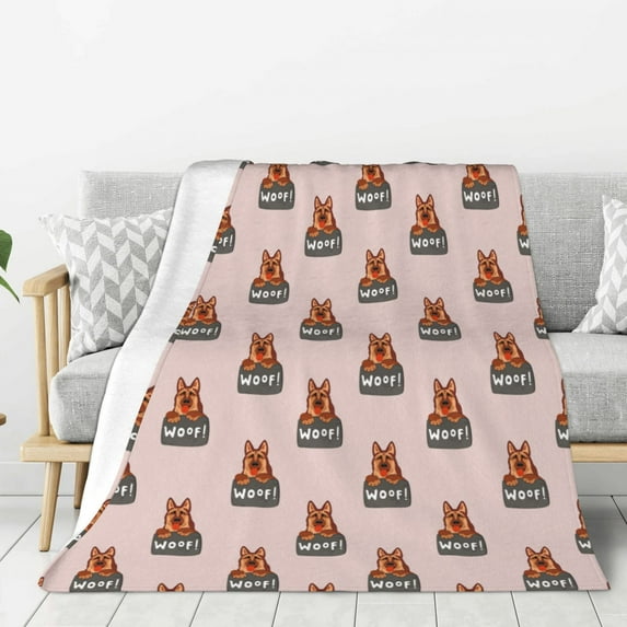 Rateoe German Shepherd Dog Pattern Flannel Throw Blanket, Ultra-soft Blanket for Bed, Couch, Car, Hypoallergenic Anti-pilling blanket-40"x30"(Vertical)