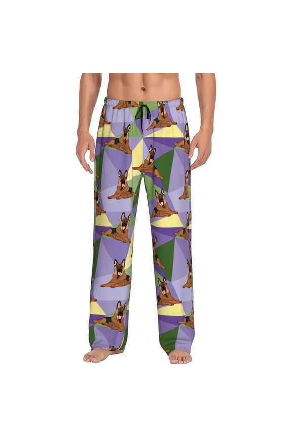 German Shepherd Dog Pattern Men’s Ultra-Soft Comfy Pajama Lounge Pants Sleepwear,Comfortable Lounge Wear,lightweight Pajamas, Casual Home Wear-Large