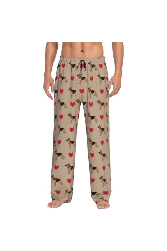 German Shepherd Dog Pattern Men’s Ultra-Soft Comfy Pajama Lounge Pants Sleepwear,Comfortable Lounge Wear,lightweight Pajamas, Casual Home Wear-Medium