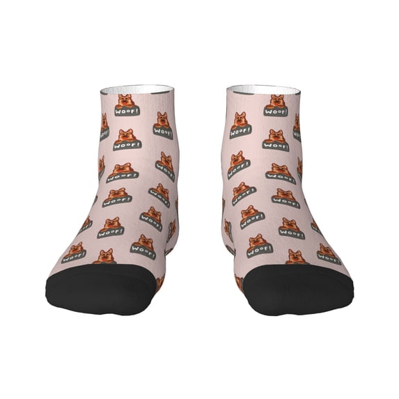 Rateoe German Shepherd Dog Pattern Quarter Crew Socks,Toe Seamed Ankle Socks,Cotton Cushioned Breathable Athletic Crew Sports Socks