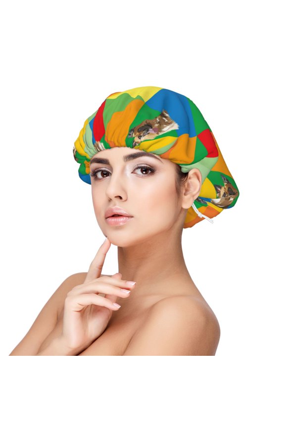 German Shepherd Dog Pattern Silk Satin Hair Bonnet for Sleeping, Adjustable Sleep Cap Turban for Women , Curly Straight Hair Long Large Braid