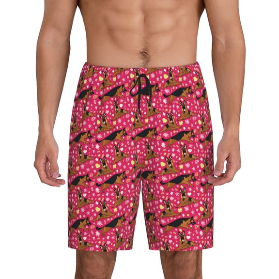 Rateoe German Shepherd Dog Print Men's Lounge Shorts – Soft & Breathable Pajama Bottoms with Pockets, Elastic Waistband, Lightweight Sleepwear for Nightwear & Loungewear-4X-Large