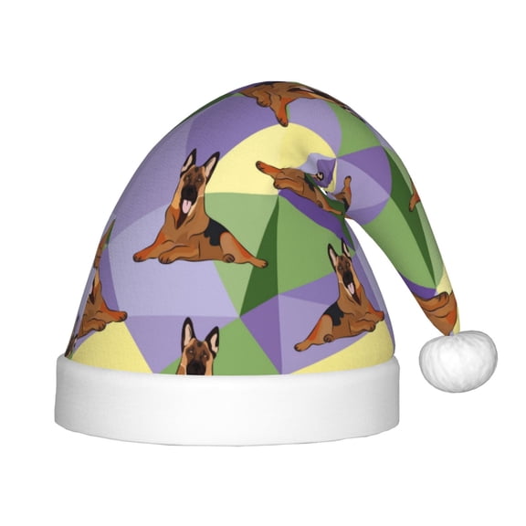 Rateoe German Shepherd Dog Santa Hat Confortable Christmas Hat for Christmas Party Favors Fit for Kids